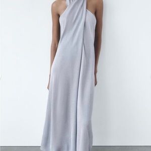 Zara | Dresses | Zara Long Open Back Halter Dress Black | Poshmark